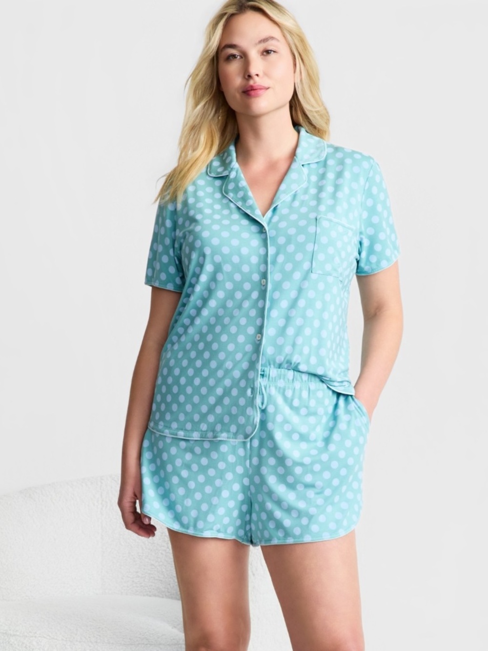 NWT S  State of Day Women's Fluid Knit Notched-Collar Pajama Set